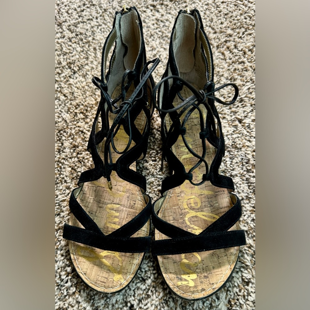 Sam Edelman Lace Up Sandals with Zipper - Picture 2 of 5